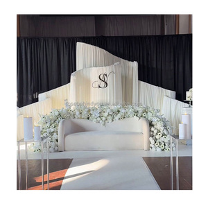 Ivory Curtain Curve Backdrop Stand S Shape Wavy Backdrop Stand Metal <strong>Arch</strong> <strong>Frame</strong> with Fabric Curtain for Wedding Party Decor - Product Image 6