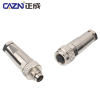 Conectores de cable de metal rectos M9 de fábrica, macho y hembra, niquelados, IP67, para soldar en PCB, compatibles con conectores de 2 a 8 pines