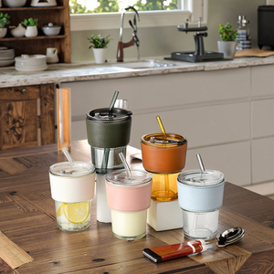 Tazza di <span class=keywords><strong>caffè</strong></span> di grande capacità minimamente progettata con sigillo antipolvere <span class=keywords><strong>e</strong></span> bambù di paglia ambrata torna a scuola - Product Image 2