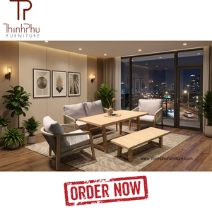 Luxury Contemporary <b>Foldable</b> Acacia Wood Eco-friendly Teak Wood Frame <b>Outdoor</b> Furniture Set Garden Sofa Dining <b>Table</b> Chair for - Product Image 2