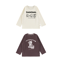 YOEHYAUL B63T1008 Vente en gros de t-shirts à col rond pour garçons 100% coton, impression de dessin animé personnalisée, pull à manches longues pour enfants, hauts pour enfants
