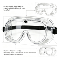 Pièce de lentille de lunettes en PC transparent moulée par injection sur mesure pour équipement de protection, service de moulage personnalisé