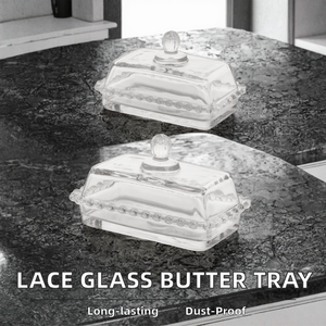 Bandeja de mantequilla oblonga de cristal de encaje de amor Simple moderna con cubierta a prueba de polvo <span class=keywords><strong>para</strong></span> cocina postre pastel de queso fiesta servir comida - Product Image 2