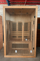 Sauna Inframerah Jauh Hemlock 2 Kursi Modern ODM dengan Pemanas Serat Karbon Rendah EMF, Perangkat Perawatan Kesehatan Dalam Ruangan, Kotak Area Pemasangan Modul