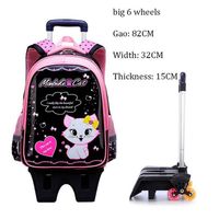 2023 nouveau dessin animé impression chariot sac à dos sacs avec roues personnalisé étanche enfants étudiant école chariot sacs d'école pour les filles