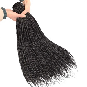 Extensions <span class=keywords><strong>de</strong></span> cheveux synthétiques tressées au crochet, 24 pouces, 144 mèches, double trame machine, pré-bouclées, lot <span class=keywords><strong>de</strong></span> 6, noires, pour femmes - Product Image 5