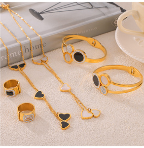 Elegant Zircon <strong>Jewelry</strong> with Diamond Design Sense Fritillary <strong>love</strong> Stainless Steel Gold-plated <strong>Jewelry</strong> Set - Product Image 4