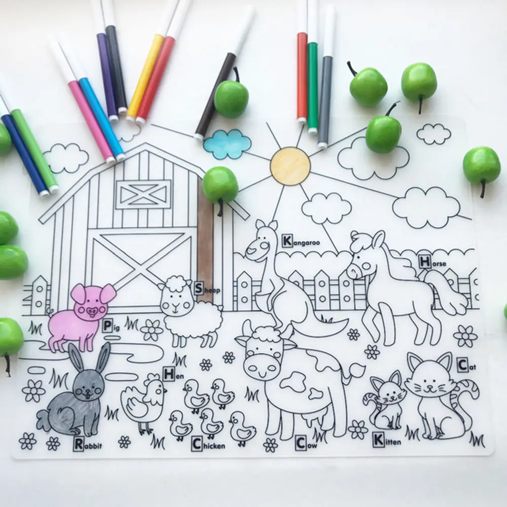 Magic Silicone Children's Doodle Pads Drawing Mat for Kids Educational Painting Coloring Pad Cartoon Silicon Play Mat