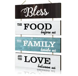 Hanging Wall Sign Large Hanging Wall Sign Rustic Wooden Family Food Love Sign Decor Hanging Wood Wall Decoration for Kitchen