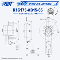 Ventilateur radial industriel 48V d'origine allemande R1G175-AB15-65 pour échangeur de chaleur, ventilateur de refroidissement, unité de ventilation de coffret de commande