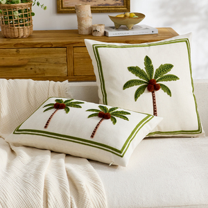 Fodera per cuscino decorativa di lusso <span class=keywords><strong>in</strong></span> <span class=keywords><strong>cotone</strong></span> e lino, trapuntata e ricamata con palme, per divano e arredamento casa - Product Image 3
