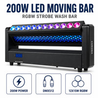 Barre de lumière LED mobile 200W RGBW 3-en-1 Wash Pixel Strobe Rotation Infinie à 540 Degrés DMX512 RDM Activée par le Son pour Fêtes KTV DJ