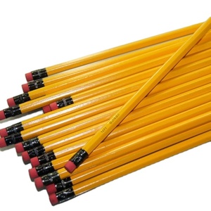 Wholesale School Pencils Yellow Wooden with Graphite Lead HB Writing Level Red <b>Eraser</b> Tips for Students - Product Image 1