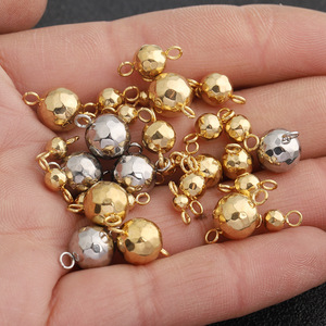 Perles solides en acier inoxydable, soudées au laser, double anneau, pendentif rond en diamant, accessoires de bijoux DIY, couleur or et argent - Product Image 2