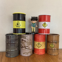 Modèle de fût d'huile en fer miniature, modèle de scène de jeux de guerre, boîte de rangement, décoration de bureau, modèle de voiture, cadeaux pour garçons