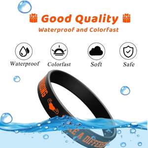 Meme kanseri farkındalık kauçuk bilezik 2 renk yırtılmaya dayanıklı silikon bilekliği kabartma baskı logo ile özel bilekliği - Product Image 4