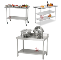 SS201 W600 Largeur Cuisine commerciale Établi en acier inoxydable Tube rond avec dosseret pour hôtels et restaurants