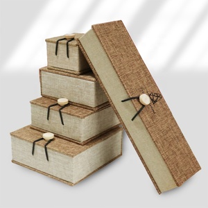 2025 Thiết Kế Mới Cổ Điển Vải Bố Bằng Gỗ Khóa Hộp Đồ Trang Sức Mặt Dây Chuyền Vòng Đeo Tay Hộp - Product Image 5