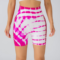 Short de yoga et fitness Aoyema sans couture, taille haute, effet ventre plat et rehausseur de fessiers, ultra doux, tie-dye, ajouré