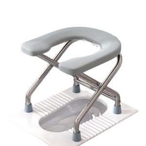 Chaise de toilette pliable grise, tabouret de toilette portable pour personnes âgées, femmes enceintes, équipement de sécurité pour la salle de bain - Product Image 2