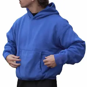 Großhandel 100% Baumwolle No Hem Custom Logo Hoodies, übergroße Cropped Pullover Unisex Hoodies für Männer