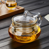 Théière en verre borosilicate de haute qualité avec infuseur, poignée unique, portable, transparente, petite bouilloire pour le thé, faite à la main, à parois épaisses