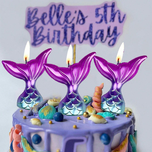 KLS 3 pz candele per torta di <span class=keywords><strong>compleanno</strong></span> a forma di coda di colore sfumato per decorazioni per feste a tema oceano di fascia alta - Product Image 2