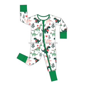 Sevgililer Günü Bambu Kumaş Pijama Özel Tasarım Uyku Kıyafeti Bambu Fermuarlı Pijama Yüksek Kalite Uzun Kollu Çocuk Tulumu - Product Image 3