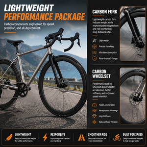 Bicicletta da Montagna WOWI in Lega di Titanio con <span class=keywords><strong>Cerchi</strong></span> in Fibra di Carbonio, Forcella, Sella Ergonomica, Cambio a Pollice, Design Leggero, Ruote Anteriori/Posteriori - Product Image 3