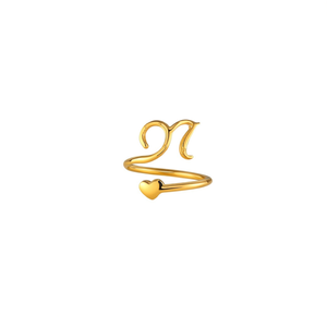 Trendy Fashion <b>Ring</b> 316L Stainless Steel PVD Gold Plating Heart Design Adjustable Size Gift for Women - Product Image 2