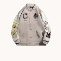 Veste bomber brodée pour homme, logo personnalisable, mode football, hip-hop, lettres, patchwork, cuir, veste de baseball