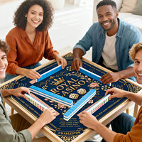 Nouveau tapis de table de mahjong de style chinois, antidérapant, silencieux, avec bordure verrouillable, imperméable, résistant à la saleté, en caoutchouc de 2 mm d'épaisseur, pour 4 joueurs