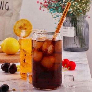 Verre à bière transparent 16oz 480ml avec logo personnalisé par sublimation, verre à café, soda, jus en forme originale avec paille - Product Image 4