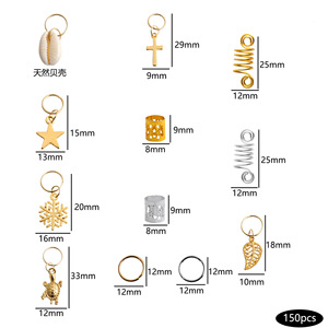 CECILLIA WIG Strumento per Extension Capelli Fai-da-Te con Anelli Colorati a Cinque Stelle, Piccolo Ciondolo a Conchiglia, Adesivo Colorato per <span class=keywords><strong>Trecce</strong></span>, Lega e Plastica - Product Image 3