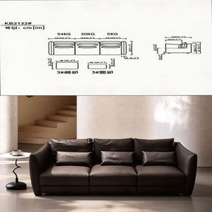 Sofá Reclinable Eléctrico de 3 Plazas en Cuero Genuino con Opción de Tela de Terciopelo, Conjunto Moderno de Lujo para Muebles de Sala de Estar - Product Image 3