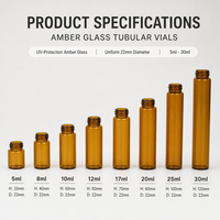 5ml 10ml 20ml 30ml Röhrenförmige Glasflaschen mit Aluminiumverschlüssen Mini Bernsteinfarbene Klare Probenfläschchen für Ätherische Öle