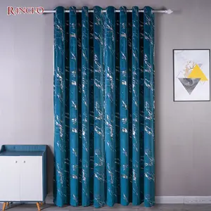 Offres Spéciales feuille impression velours pour rideaux velours tissu persillage conception rideaux occultants pour salon - Product Image 1