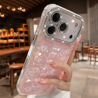 Coque de protection pour iPhone 17 Pro Max avec motif cœur, incrustation de diamants, anti-chute, compatible iPhone 18