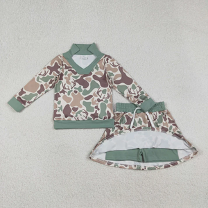 Ropa para Bebés Recién Nacidos, Ropa para Niños al por Mayor, Ropa para Niñas, Conjuntos de Ropa para Bebés con Camiseta de Manga Larga con Estampado de Camuflaje, Falda y Pantalones Cortos - Product Image 2