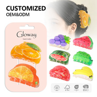 Pinces à cheveux citron pour les vacances printemps-été, pinces à cheveux amusantes en forme de fruit, barrettes jaunes en acrylique, pince à cheveux à forte tenue