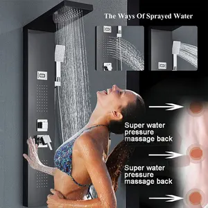 Plaque de douche de luxe salle de bain murale cascade en acier inoxydable planche de douche multifonction