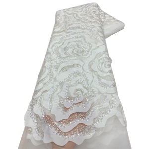 Ni. Ai phong cách mới Sequins ren cô dâu đính cườm vải sequin đính cườm ren dây thêu hoa ngọc trai ren vải - Product Image 2