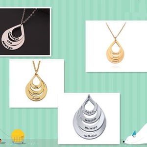 Collana personalizzata in acciaio inossidabile di natale bohémien Unfade impermeabile <span class=keywords><strong>per</strong></span> gioielli in bianco catena nome personalizzato data <span class=keywords><strong>per</strong></span> gli amici - Product Image 2