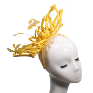 Toptan düğün saç aksesuarları altın gelin fascinator şapka ucuz tüy bantlar kadınlar ve çocuklar için