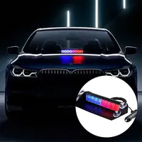 8 LED Universelles Auto-Stroboskoplicht, Fahrzeug-Frontscheiben-Blitzwarnsignallampe, Rot-Blaue Notlichter 12V