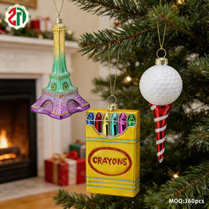 Boule de Noël en verre, raquette, tour Eiffel, boîte à crayons, design balle de <span class=keywords><strong>golf</strong></span>, ornement suspendu en verre, décoration de sapin de Noël - Product Image 6