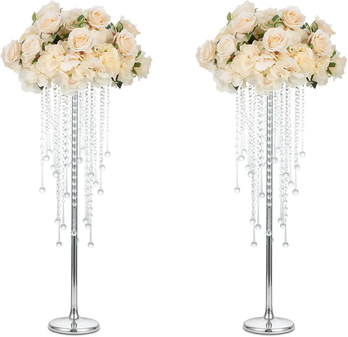 Fabrika doğrudan tedarikçi düğün şamdan çiçek standı Metal şamdan sahipleri için kristal kolye ile düğün Centerpieces