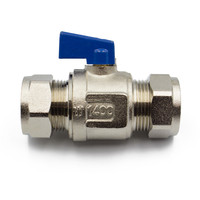 Raccord de compression en laiton EN1254-2 avec poignée papillon nickelée, connecteur de tuyau de 22 mm à filetage mâle, vanne à boisseau sphérique