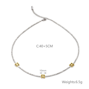 Collier et <span class=keywords><strong>bracelet</strong></span> classiques en acier inoxydable avec diamants Moissanite VVS et zircon incrusté, plaqué argent, pour cadeau d'anniversaire - Product Image 4