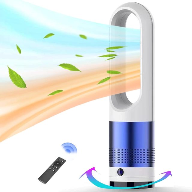 9 Speed Tip-Over Protection Bladeless Hot and Cold Fan With No Blades for Bedroom